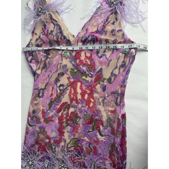NWT Bella Barnett Loviy Purple Feather Sequin Mini Dress Size XL Cocktail Vegas - Picture 13 of 16